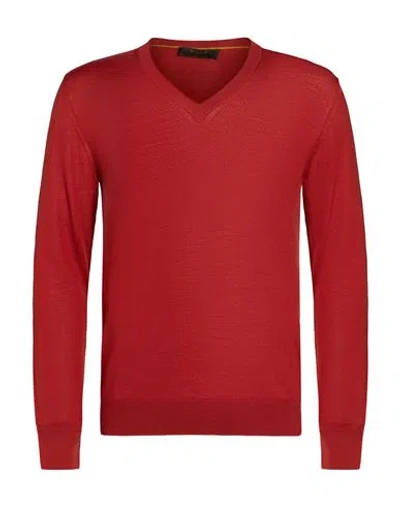 Moorer Man Sweater Rust Size 40 Virgin Wool In Red