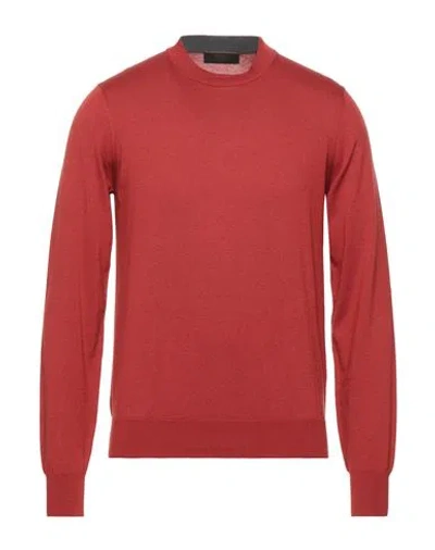 Moorer Man Sweater Rust Size 48 Cotton, Silk, Cashmere In Red