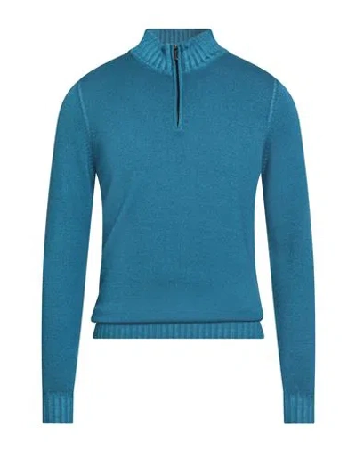 Moorer Man Turtleneck Azure Size 38 Virgin Wool In Blue