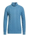 Moorer Man Turtleneck Azure Size 42 Cashmere In Blue