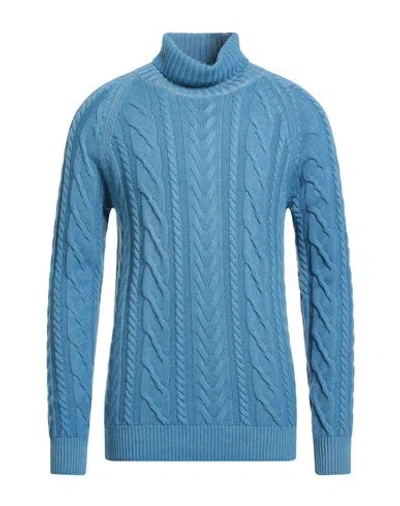 Moorer Man Turtleneck Azure Size 42 Cashmere In Blue
