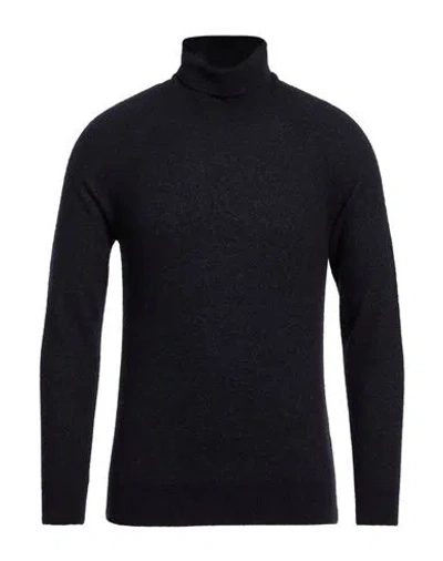 Moorer Man Turtleneck Midnight Blue Size 46 Cashmere, Silk In Black