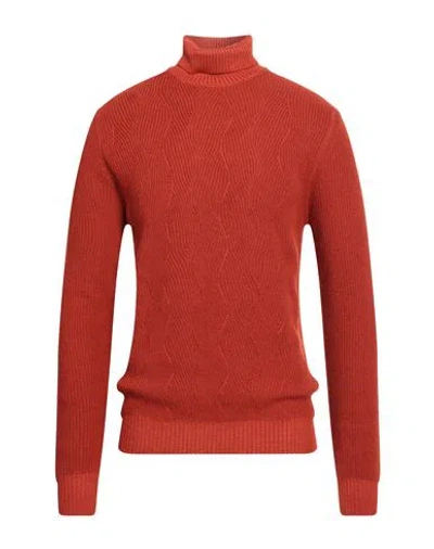 Moorer Man Turtleneck Rust Size 44 Wool In Red