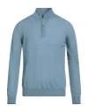 Moorer Man Turtleneck Slate Blue Size 46 Virgin Wool In Blue