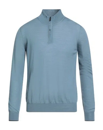 Moorer Man Turtleneck Slate Blue Size 46 Virgin Wool