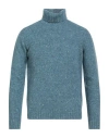 Moorer Man Turtleneck Slate Blue Size 46 Wool, Cashmere, Polyester In Blue