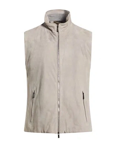 Moorer Man Vest Grey Size 44 Leather In Neutral