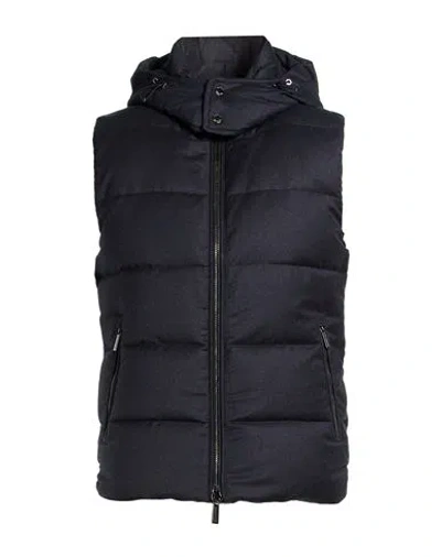 Moorer Man Vest Midnight Blue Size 36 Virgin Wool, Cashmere, Elastane In Black