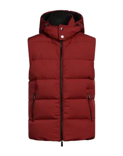 Moorer Man Vest Rust Size 42 Polyester In Red