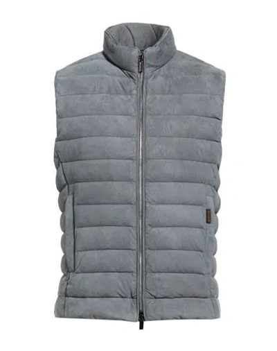 Moorer Man Vest Slate Blue Size 44 Cow Leather