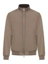 Moorer Polyester Manetti Jacket High Collar Design In Brown