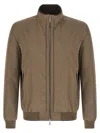 Moorer Polyester Manetti Jacket High Collar Design In Brown
