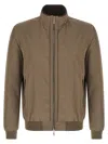 Moorer Polyester Manetti Jacket High Collar Design In Brown