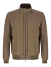 Moorer Polyester Manetti Jacket High Collar Design In Brown