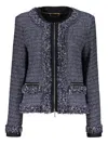 Moorer Mara-bcl Boucle Knit Jacket In Blue