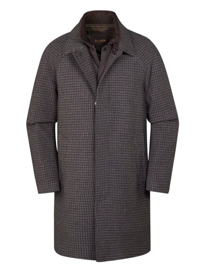 Moorer Marden-h-pp Houndstooth Collared Coat In Gray