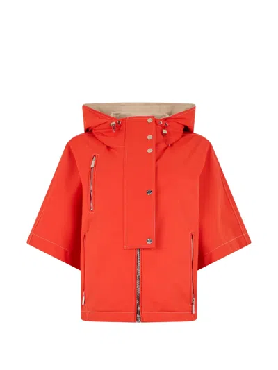 Moorer Mariclea-adb Hooded Short-sleeve Jacket In Red