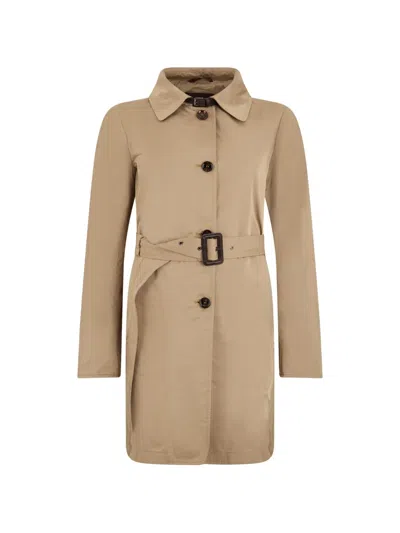 Moorer Marika-vm Belted Button-down Single-breasted Coat In Neutral