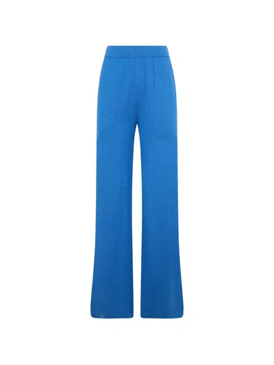 Moorer Matilde Fine-knit Wide-leg Trousers In Blue