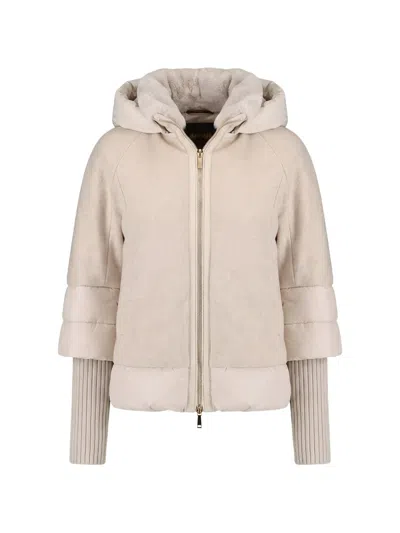 Moorer Medea-ba3 Panelled Puffer Jacket In Neutral