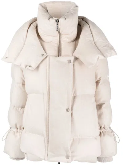 Moorer Hooded Padded Jacket In Neutrals