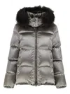 Moorer Melita Hooded Short Down Jacket In Silver
