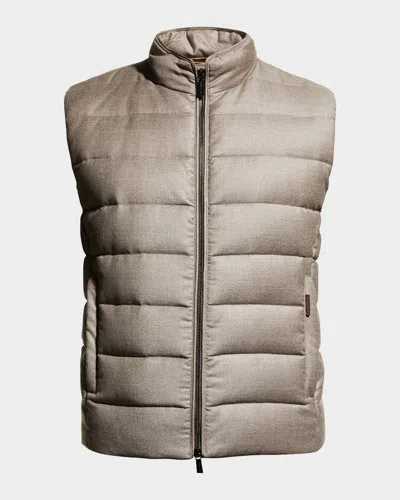 Moorer Men & Apos;s Flannel Down Vest In Neutral