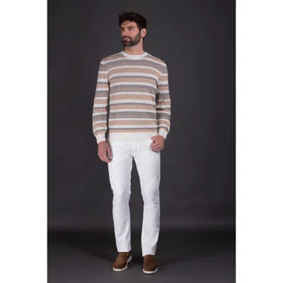 Moorer Men's Beige Striped Knit Sweater In Neutral