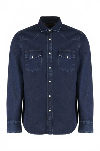 Moorer Men's Button Down Shirt In Chambray In Blue