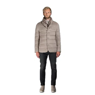 Moorer Men's Camel Quilted Jacket With Buttons In Brown
