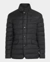 Moorer Padded And Quilted Jacket With Lined Collar In Grey