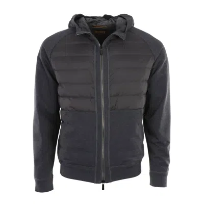 Moorer Men's Chirico Hooded Knit Hybrid Bomber In Anthracite In Green