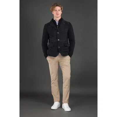 Moorer Men's Dark Blue Quilted Jacket In Black