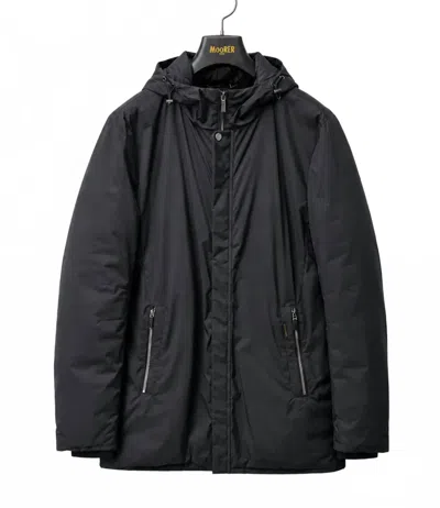 Moorer Men's Down Filled Trenchcoat In Acqua Flaviano Navy In Black