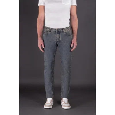 Moorer Men's Faded Blue Slim Trousers In ["blue"]