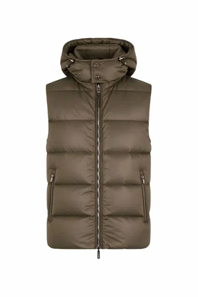 Moorer Men's Hooded Down Vest In Militare In Multi