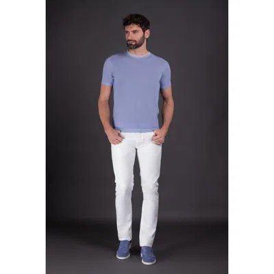 Moorer Men's Light Blue Short Sleeve Sweater