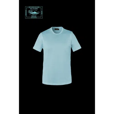 Moorer Men's Light Blue Short Sleeve Sweater