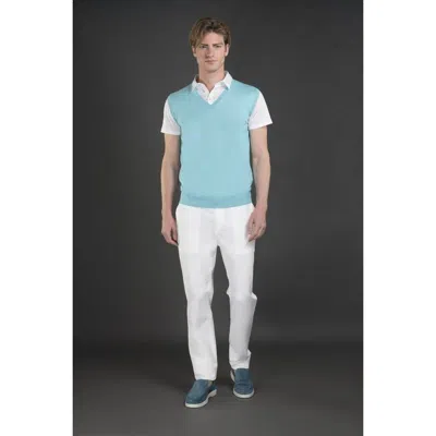 Moorer Men's Light Blue Sleeveless Sweater