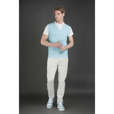 Moorer Men's Light Blue Sleeveless Sweater