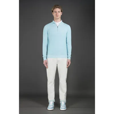 Moorer Men's Light Blue Zip Sweater