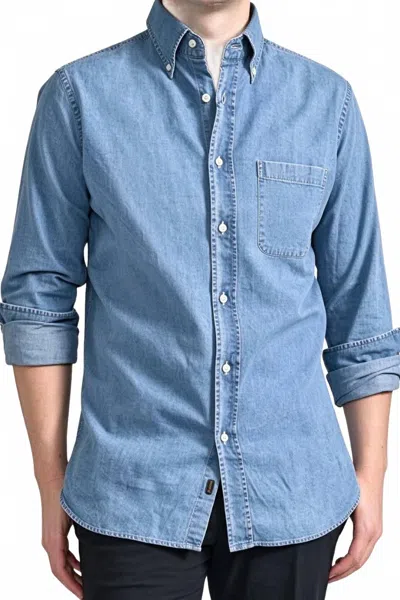 Moorer Men's Rolf Button-down Shirt In Denim In Multi