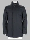 Moorer Gorner-kn Quilted Down Jacket With High Collar And Buttoned Flap In Blue