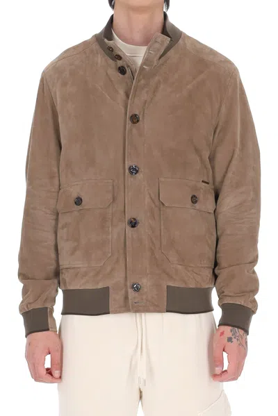 Moorer Carlos-ur Supersoft Leather Bomber Jacket In Brown