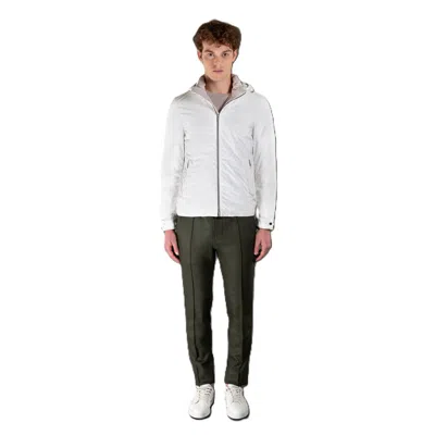 Moorer Men's White Hooded Zip Jacket In Neutral