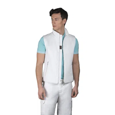 Moorer Men's White Sleeveless Zip-up Vest In ["white","two Tone"]