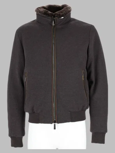 Moorer Men's Wool Zip Front Bomber Jacket In Gray