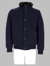 Moorer Navy Blue Mock Collar Jacket In Blue