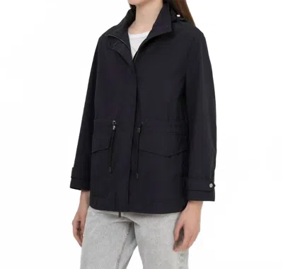Moorer Mid Length Utility Jacket In Navy Blue In Black