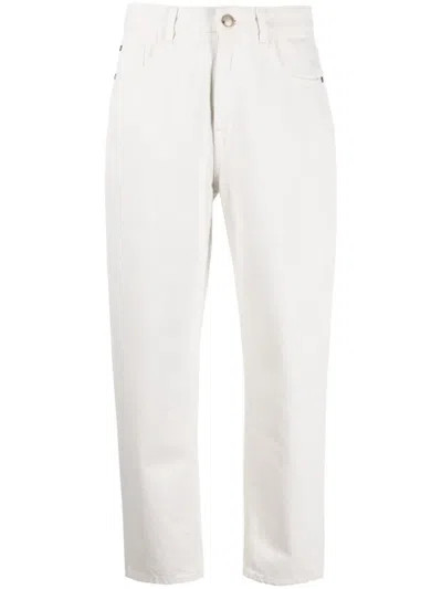 Moorer Mid-rise Cotton Cropped Trousers In Neutral